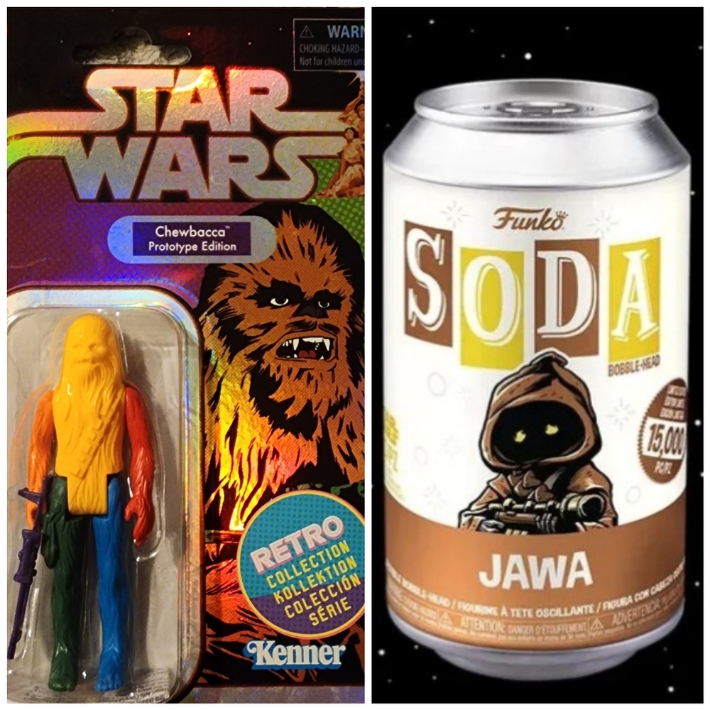 Kenner Retro Chewbacca Action Figure & Funko Pop Soda Can Jawa NWT Lot!